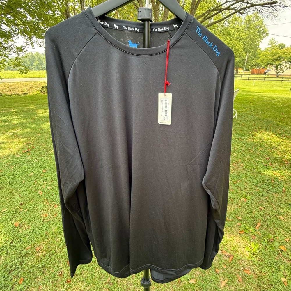 The Black Dog Mens XL Black Performance Long Sleeve Raglan Shirt NWT Activewear